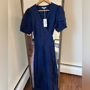 NWT Reformation Weiss Linen Dress in Danube blue
